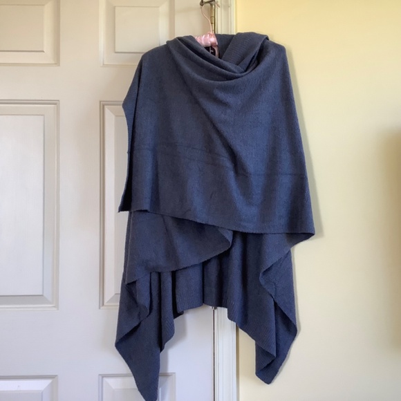 Barefoot Dreams CozyChic Lite Poncho Open Front Wrap Indigo Pacific Blue OS - Picture 5 of 15